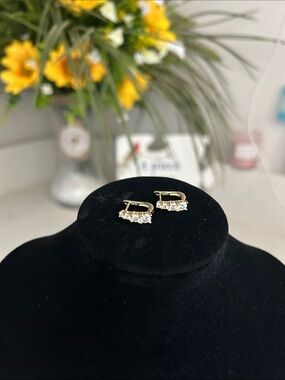 Moissanite Gold Hoop Earrings, 4.0 mm, 1.2 ct.